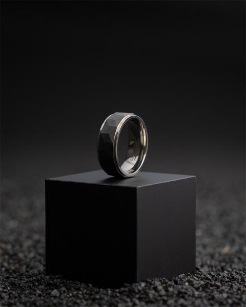 8 mm Titanring mit silbernem und schwarzem Finish - Timor Silver Black